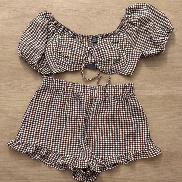 wild fable Dresses & Skirts - Wild Fable 2 Piece Brown Gingham Set